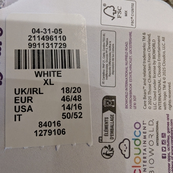 Care bears Women's White & Pink Love A Lot Sleepwear Set Size XL 14/16 - Picture 4 of 8